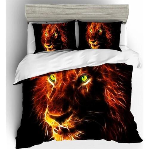 Home Textiles Bed Linen Animal Lion opa De Cama Sabanas 3D King Size Bedding Set Bed Linen Coarse Calico Bed Linen Poplin