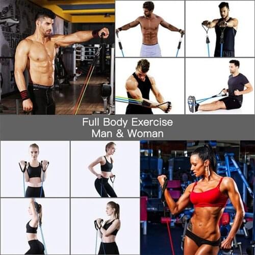 11 Suit Multifunction Exercise Resistance Bands Adjustable Elastic Rope Fitness Stretch Arms Yoga Physical Therapy Exerciser