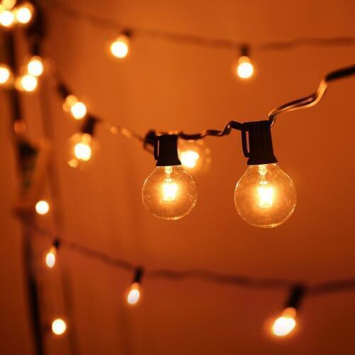 25Ft G40 String Lights 25 Vintage Globe bulb garland Night lamp Waterproof Outdoor Patio light Party Christmas Decoration