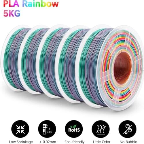 GOHIGH Rainbow PLA Filament 1.75MM 5KG Colorful PLA Filament New Arrival SILK Rainbow 3D Printer Material