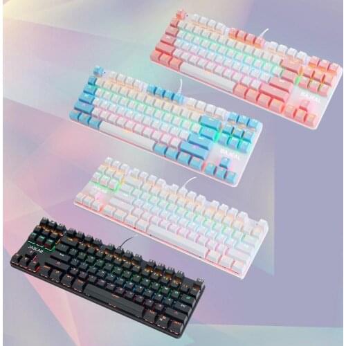 Game Mechanical Keyboard 87 Keys Green Axis Switch RGB/MIX LED Light USB Wired Ru/US Gaming Keyboard For PC Laptop