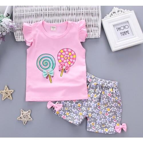 Two Pieces Cotton Girls Clothing Sets Summer Vest Sleeveless Children Sets Fashion Girls Clothes Suit Casual Floral Outfits 1-5T
