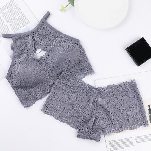 Women Wrapped Chest Tube Top Underwear Set Sexy Hollow Beauty Back Bra Set Lace Bottoming Vest