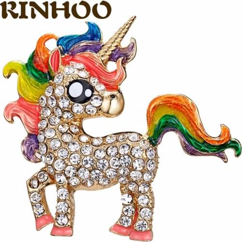 Colorful Horse Brooch For Women Rhinestone Zircon Fashion Coat Lady Brooch Cute Unicorn Animal Brooch Pin Top quality Jewelry