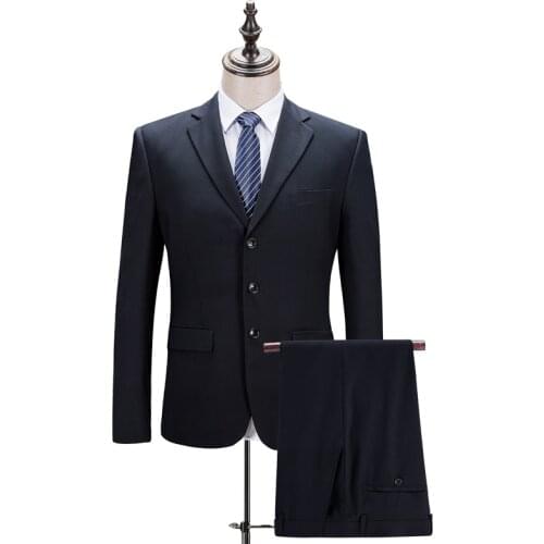 Jackets+Pants) Mens casual business Blazers/Brand clothing Fashion Male slim fit Suit two-piece/Grooms Wedding Dress S-4XL