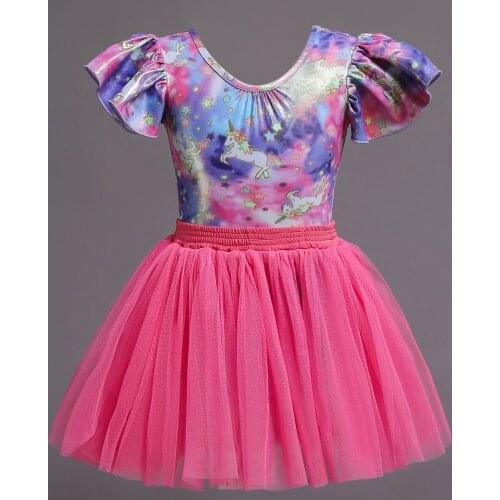 Baby Girl Summer Mesh Dance 2 Piece Sets Clothes Rainbow Unicorn Princess Dress Party Wedding Dresses