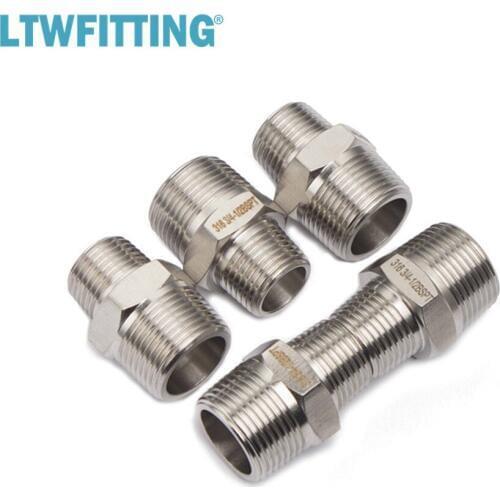 LTWFITTING Stainless Steel 316 Pipe Hex Reducing Nipple Fitting 3/4" x 1/2" Male BSPT