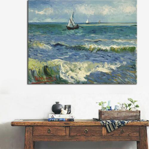 Seascape at Saintes Maries by Vincent Van Gogh Oil Paintings Reproduction Canvas Prints Sea Wall Art for Living Room Home Decor