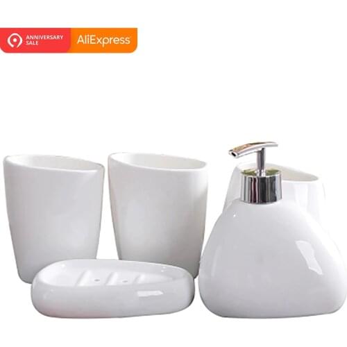 ORENBO Simple dumb white ceramic Bathroom Accessories Set of bathroom six sets of wash sets bathroom suite Ceramic wash supplies