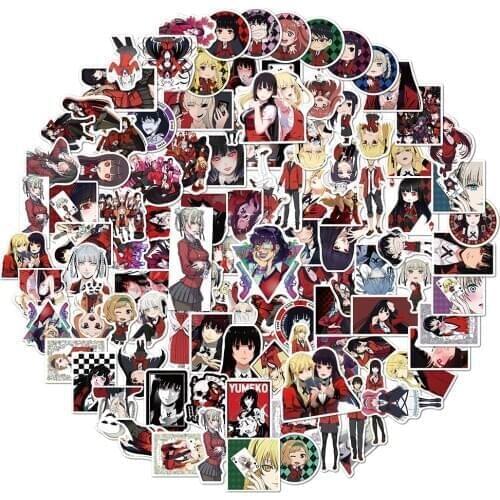 50/100Pcs Japanese Anime Kakegurui Waterproof DIY Vinyl Decal Stickers for Snowboard Laptop Luggage Fridge Kids Fans Gift