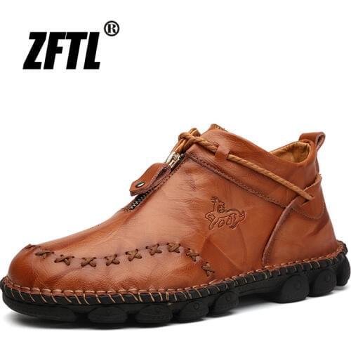 ZFTL NEW Men‘s casual shoes genuine leather large size autumn winter handmade retro loafers male National style causal shoes 136