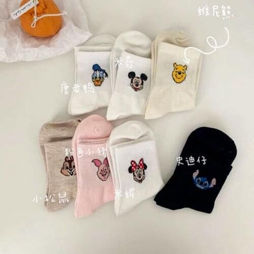 New Disney Mickey Donald Duck Cute Cotton Socks adult Cute Cartoon Tube Socks Anime Adult Kawaii Socks Women Korean Style Women