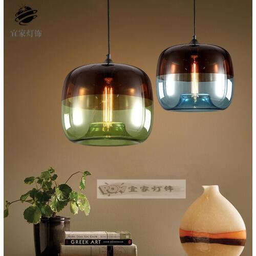 New American industrial loft vintage pendant lights Colorful glass style edison glass retro loft vintage pendant lights lamp