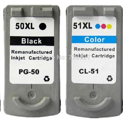 One Set Remanufactured Ink Cartridge PG50 CL51 PG-50 CL-51 For Canon, for PIXMA iP2200 ip6210D MP150 MP160 printer