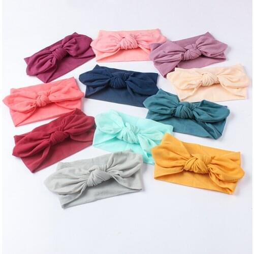 Solid Nylon baby headband Bow Headbands For Cute Kids Indian Turban Knot Rabbit Cotton Kids Hair Accessorie