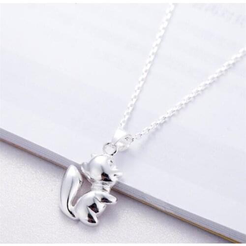 Fine 925 Sterling Silver Necklace Cute Squirrel Lovely Animal Personality Fashion for Female Girls Birthday Gifts Jewelry SN071