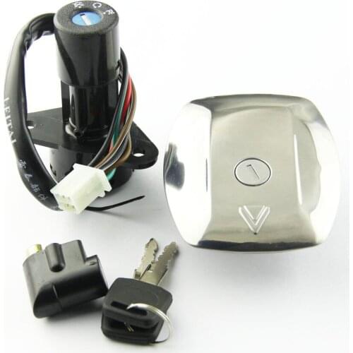 Motorcycle Ignition Switch Fuel Gas Tank Cap Cover Seat Lock Key Set Kit For Suzuki GS125 6 line 1982 1993 1994 1995 1996-2000