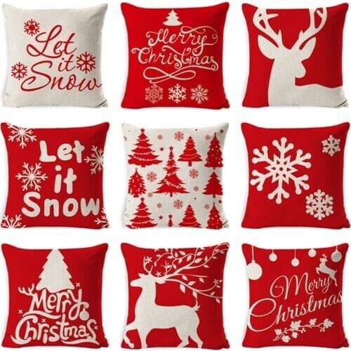 Christmas Pillowcase Floral Print Household Pillow Cover Square Pillow Accessories Christmas Decorations