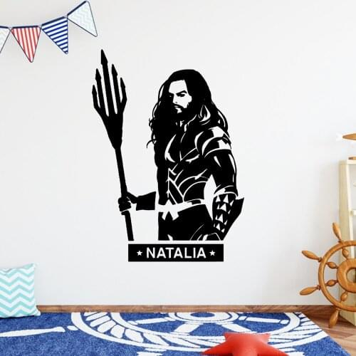 Cartoon Superhero Custom Name Decal Removable Vinyl Art Wall Stickers For Kids Rooms Decoration Art Decor Wallpaper