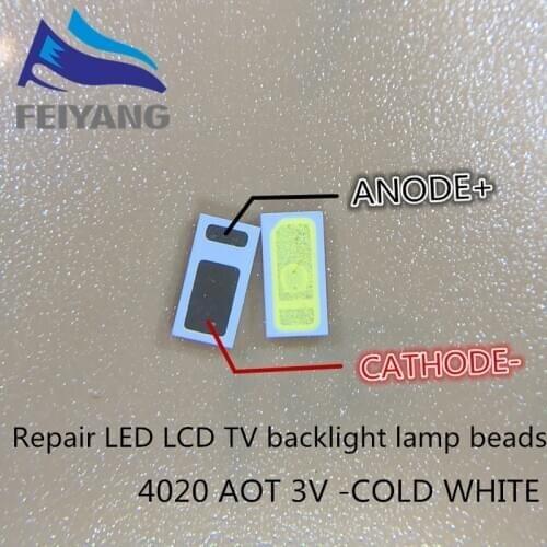 50pcs AOT LED Backlight 0.5W 3V 4020 48LM Cool white LCD Backlight for TV TV Application 4020C-W3C4 EVERLIGHT