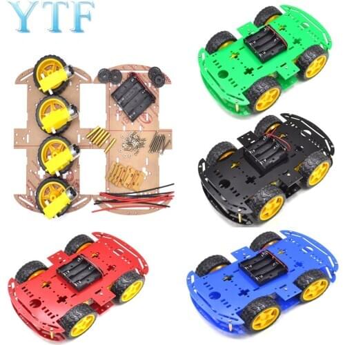 1Pcs Blue Motor Smart Robot Car Chassis Electronic Manufacture DIY Kit Speed Encoder Battery Box 4WD 4 Wheel Drive Car
