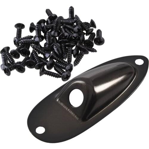 50x Guitar Bass Screws Parts for Scratchplates Pickguard, Black & 1x Jack Plate, Black for Stratocaster
