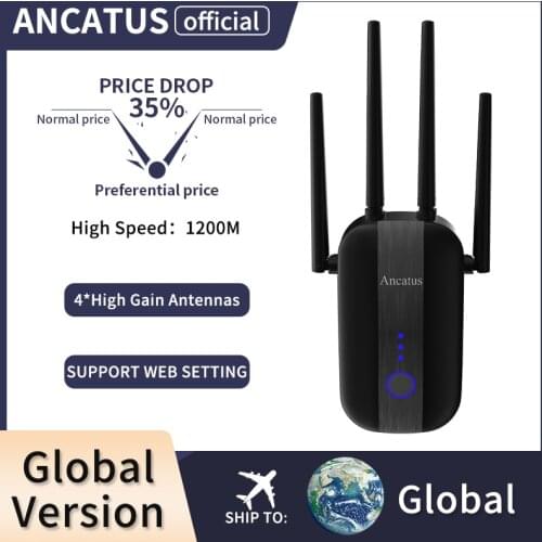 ANCATUS A2 AC1200M 2.4G/5GHz 802.11ac Wifi Repeater Wireless Extender Powerful WiFi Router Long Range Wireless Amplifier