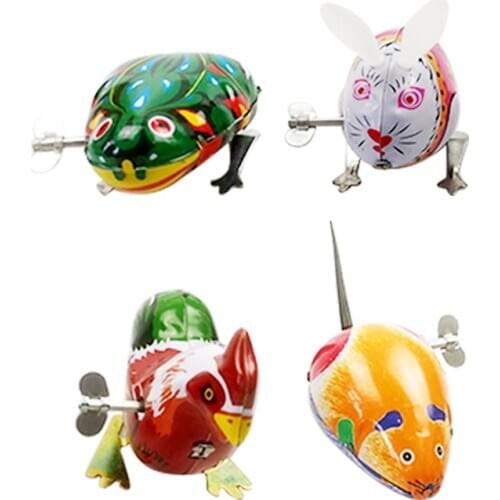 Wind Up Toys Kids Classic Tin Clockwork Jumping Iron Frog Rabbit Cock Toy Action Figures Toy For Children Kids Classic Toy