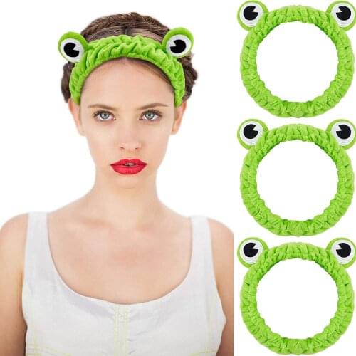 Frog Headband Eye Elastic Headband Cute Frog Headband For Face Washing Green Funny Hair Band Girls Turban Headbands For Women
