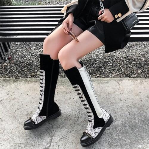 Womens Boots The New winter fashion Round head Low-heeled High tube Womens shoes plus size 34-43 Heel Height 3cm black brown