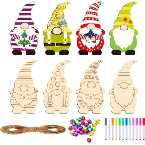 10 Pcs Mini Gnomes Interchangeable Gnome Wood Sign Cute Gnome Decor Garden Decor Home Decor Unfinished Wood Blank DIY Craft Kit