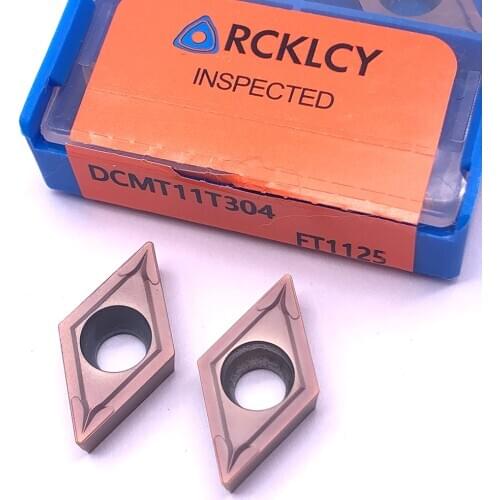 10pcs RCKLCY high quality DCMT11T304 FT1125 lathe cutter Carbide inserts Internal Boring Plate Turning TOOL for stainless steels
