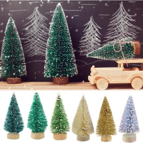 12pcs/set Mini Christmas Tree 3.5-6.5cm Sisal Silk Cedar Decoration Small Christmas Tree Gold Silver Blue Green White Mini Tree