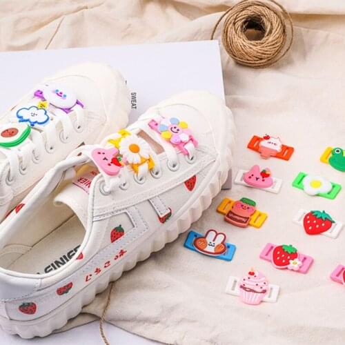 2pcs/pair Shoelaces Buckle Pvc Shoelaces Accessories Lace Lock DIY Sneaker Kits Lace Buckle Cartoon Canvas Shoes Shoelace Buckle