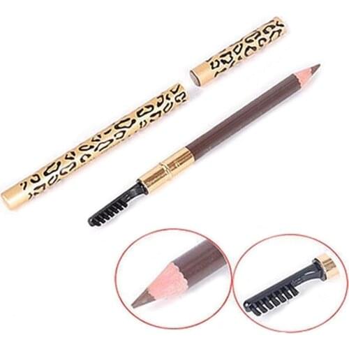 2 in 1 Leopard Waterproof Long-Lasting Eyebrow Pencil with Brush Makeup Tools