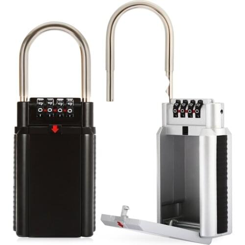 2021 Key Storage Box Bin Secret Padlock with 4 Dials Resettable Password Combination Door Locker Hook Zinc Alloy Organizer Safe