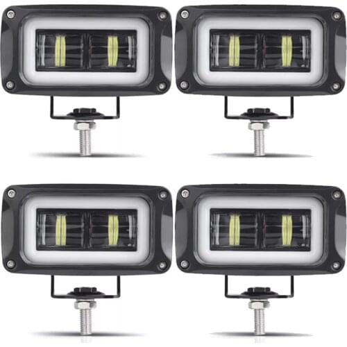 4Pcs/set 20W For Offroad SUV UTE Boat UTV 4x4 Off-Road Tractor 4 Inch Led Work Light Driving Auto Light With Angel Eye 8D Lens