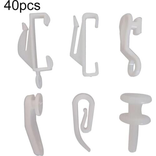 40Pcs Window Curtain Rod Slide Rail Track Glider Drape Pole Runner Loop Hook