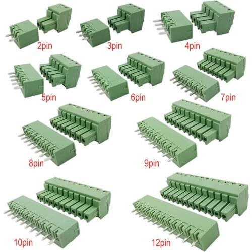 5Pairs 15EDG 3.81mm KF2EDG Plug-Pin Straight Needle Header Socket PCB Screw Terminal Block Connector 2/3/4/5/6/7/8/9/10/12PIN