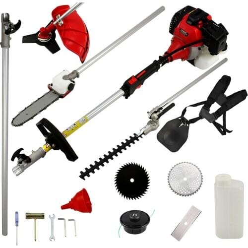 Professional quality 5 in 1 Grass cutter with 52cc Engine Multi Brush cutter Petrol strimmer Tree Pruner factory selling