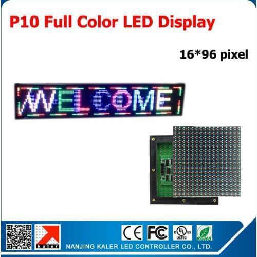 6pcs outdoor RGB 16*16 pixel 10mm p10 led modules KALER led control card running text led signboard 16*96cm