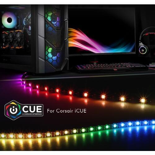 40cm Addressable WS2812b Digital LED Strip for iCUE a CORSAIR Interface, Rainbow RGB LED Lighting Kit for PC Computer Case Decor
