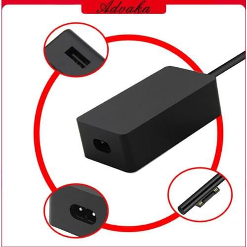 Advaka 15V 4A 65W AC Adapter Power Charger For Microsoft Surface Book Pro X 7 6 5 3 Tablet Cargador Fast Charge With 5V 1A
