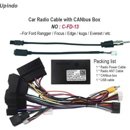Car Android Head Unit Cable CAN to UART Adapter Wiring Harness Power Connector Socket for Ford Ranger Focus Edge Kuga Everest