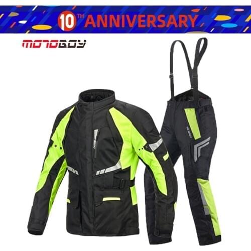 Free shipping 1set Mens Motorcycle Waterproof Windproof Breathable Armored Motorcycle Jacket and Pants With 9pcs pads