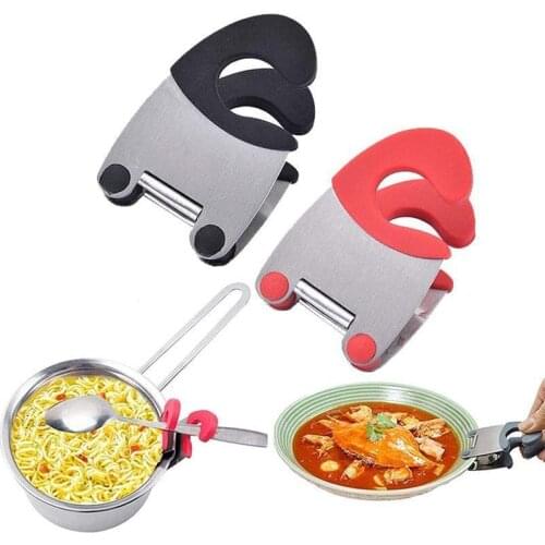 Pot Side Spatula Clip Functional Stainless Steel Convenient Pot Side Clips Anti-scalding Portable Spatula Spoon Holder
