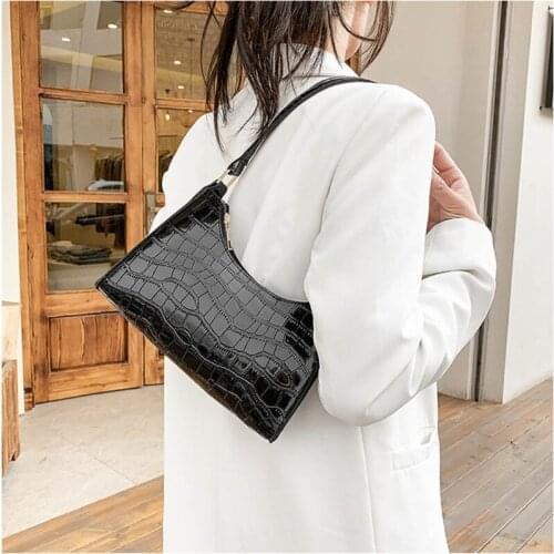 D0LF Crocodile Pattern Women Underarm Bag Ladies Small Shoulder Bags Purse Handbags