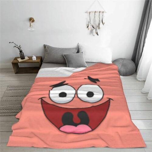 Portable warm flannel Sponge Baby blanket Animes square pants blankets for airplane travel Bedspread Wrap