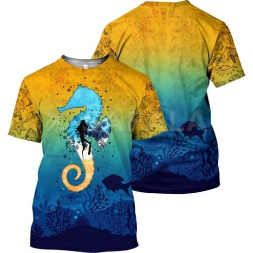 Summer Man Camo 3D All Print T shirt Unisex Harajuku Scuba Diving Sea Horse Helmet Costume Print T shirts Mens Casual Tee Tops