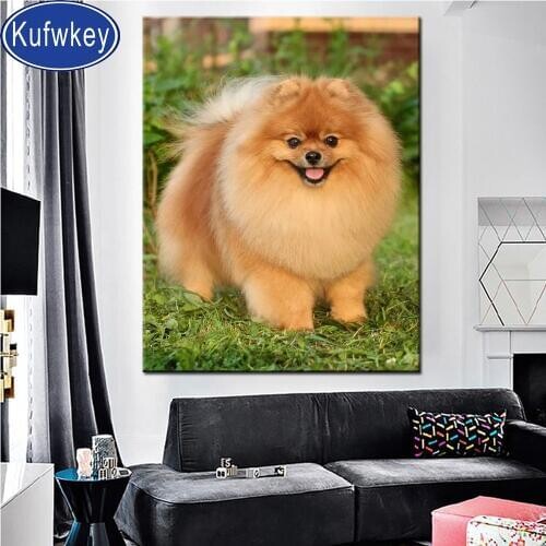 Pomeranian dog Full Square round Diamond painting mosaic crystal painting diy diamond embroidery animal fat pet rhinestone art